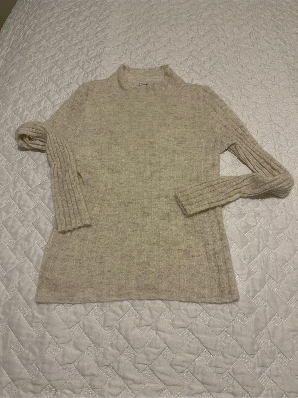 Madewell Cream Ribbed Mock Neck Sweater